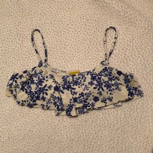 PacSun Blue and Yellow Floral Bikini Swim Top